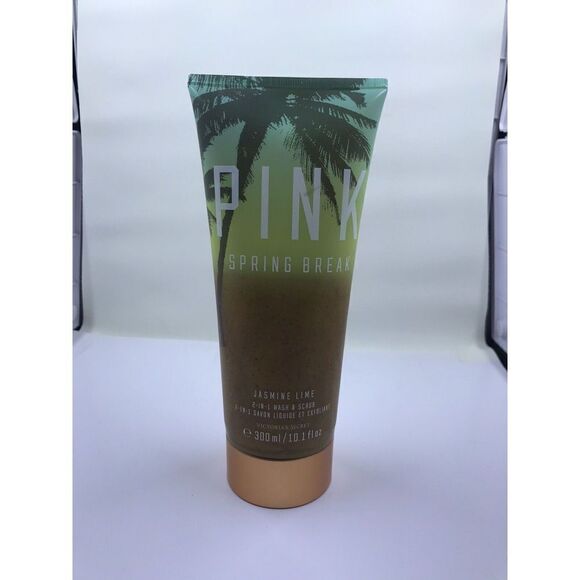 Victoria's Secret PINK Spring Break Jasmine Lime 2-in-1 Wash & Scrub 10.1 fl oz - Picture 1 of 5